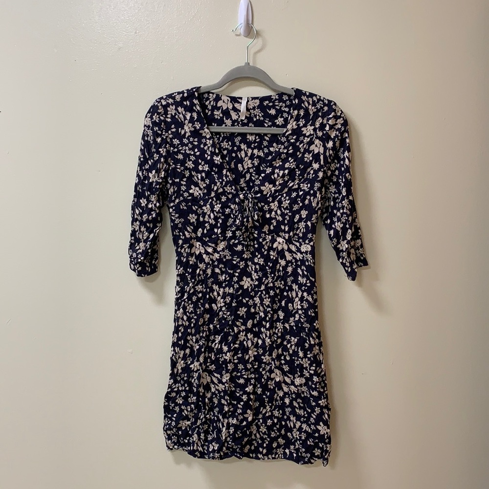 Blue and cream flower summer dress